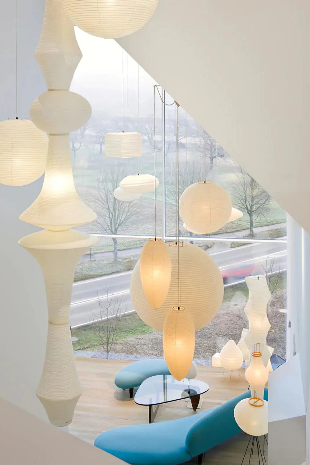 Washi Paper E Pendant Swag Light - Yiarolight
