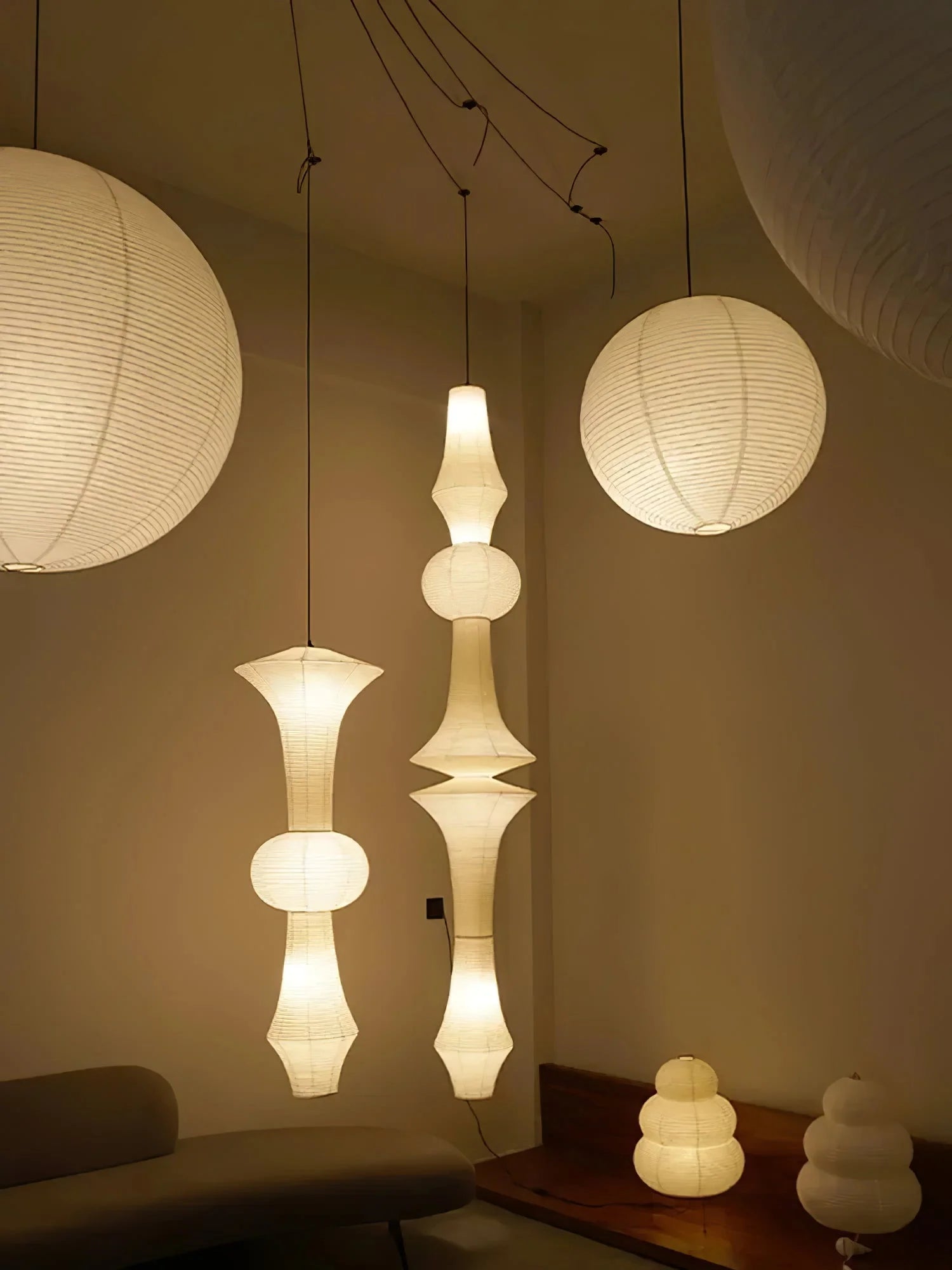 Washi Paper E Pendant Swag Light - Yiarolight