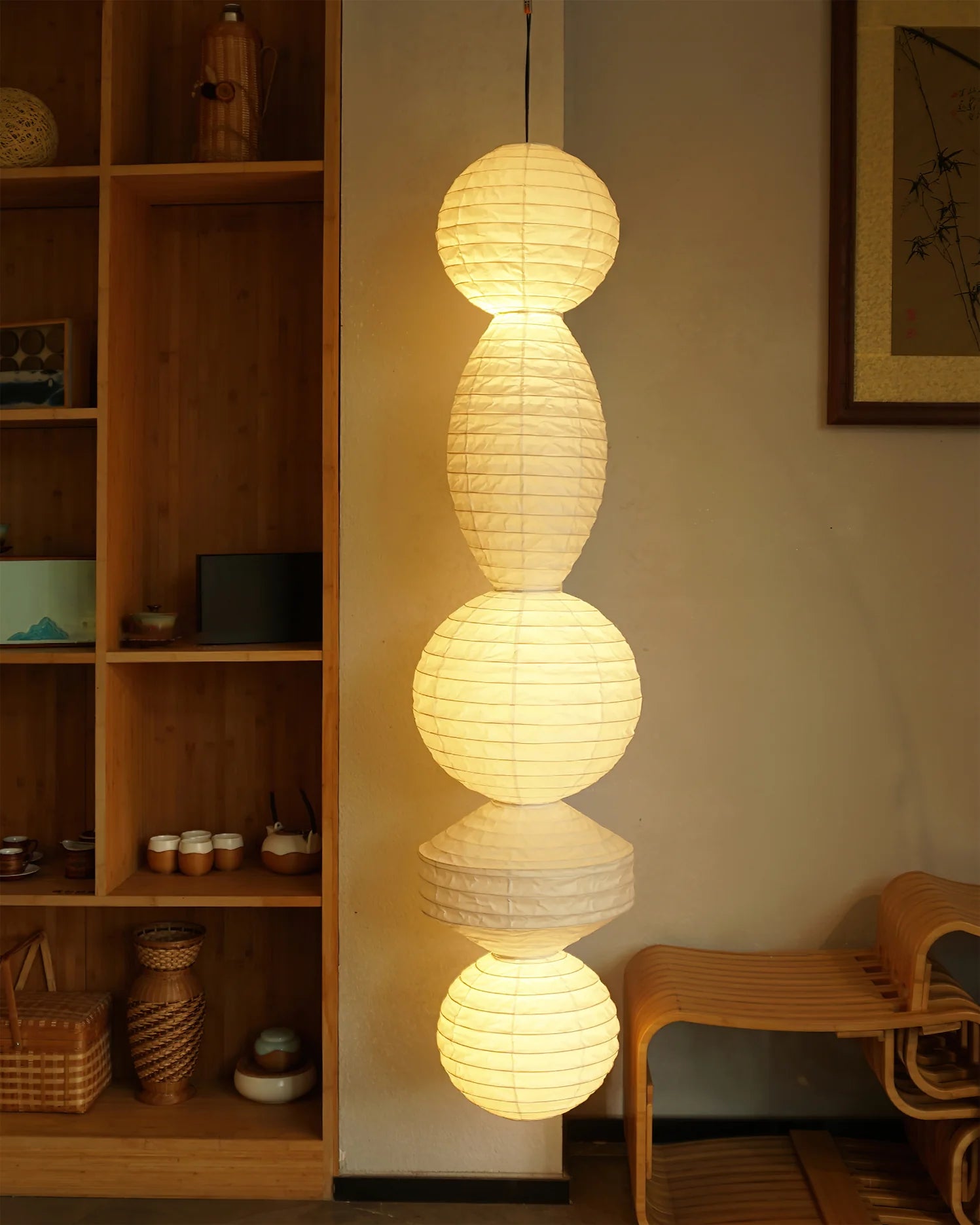 Washi Paper Tayo Pendant Swag Lamp - Yiarolight
