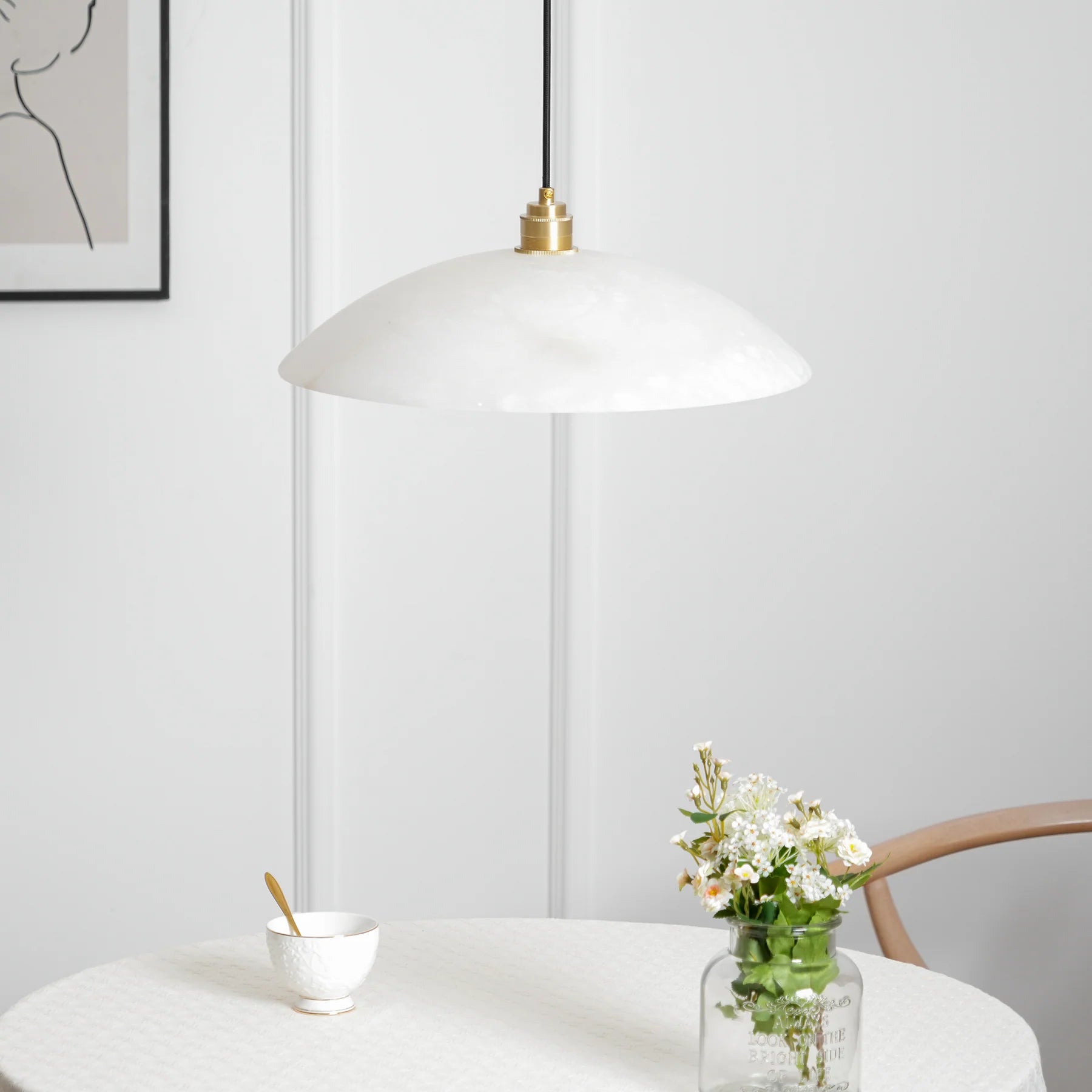 Alabaster Dome Pendant Lamp