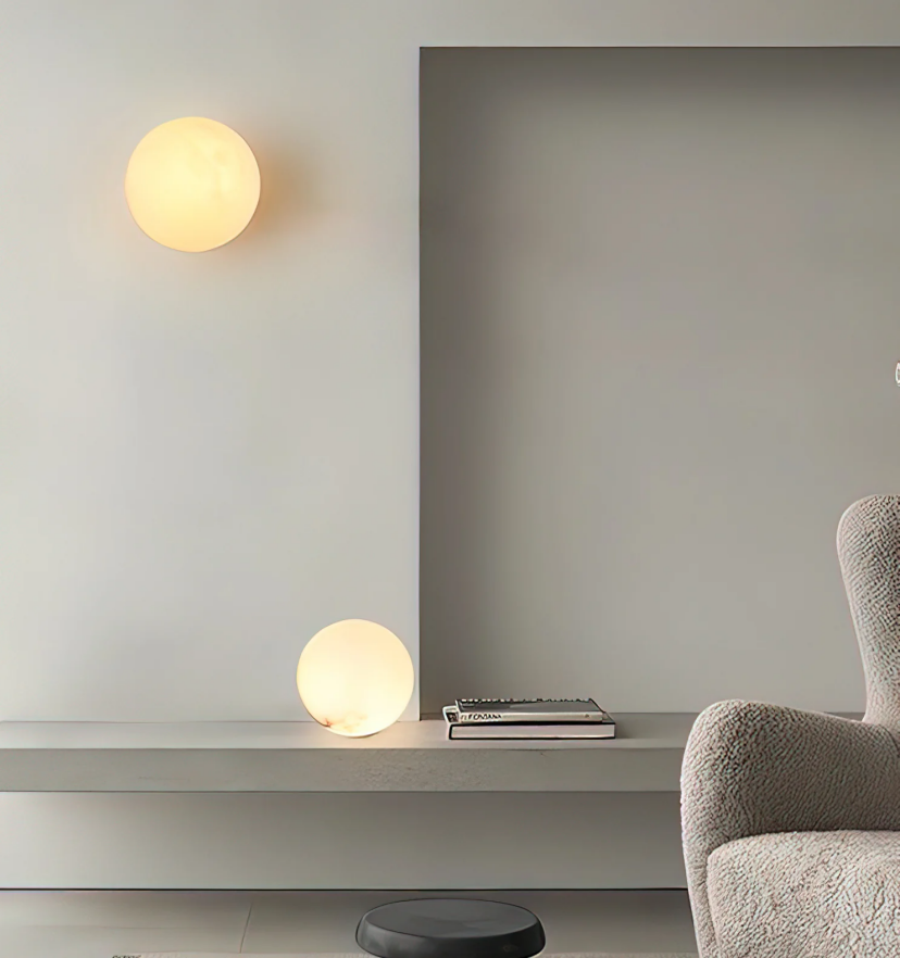Alabaster Mini Orb Wall Lamp - Yiarolight