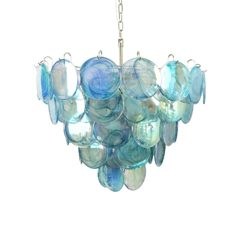 Blue Murano Disc Chandelier - Auraolight
