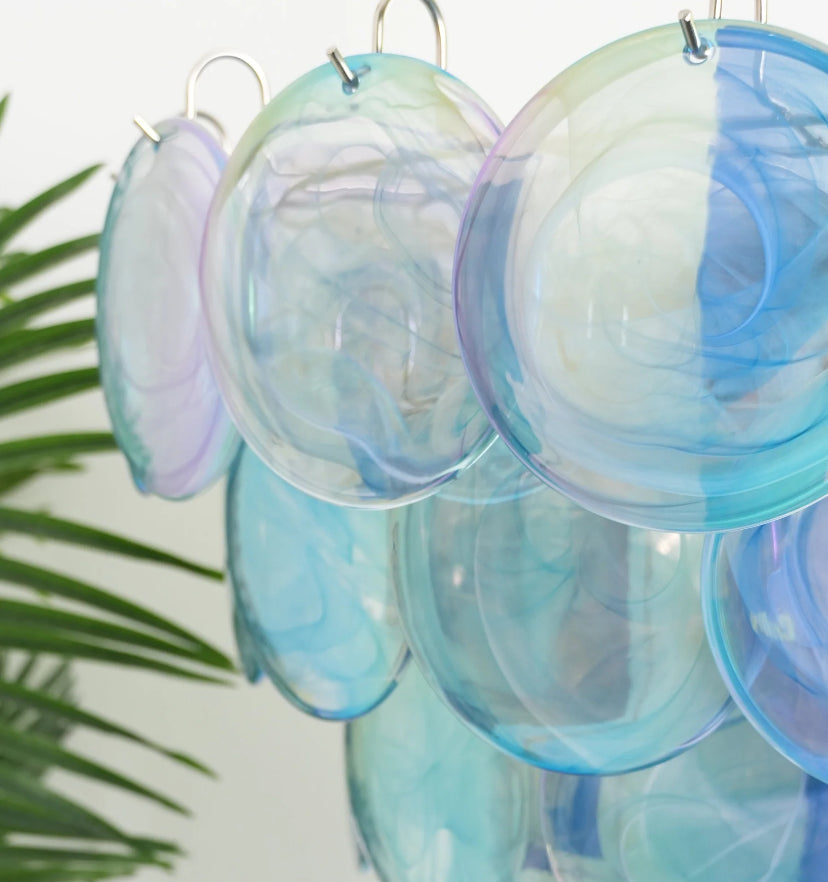 Blue Murano Disc Chandelier - Auraolight