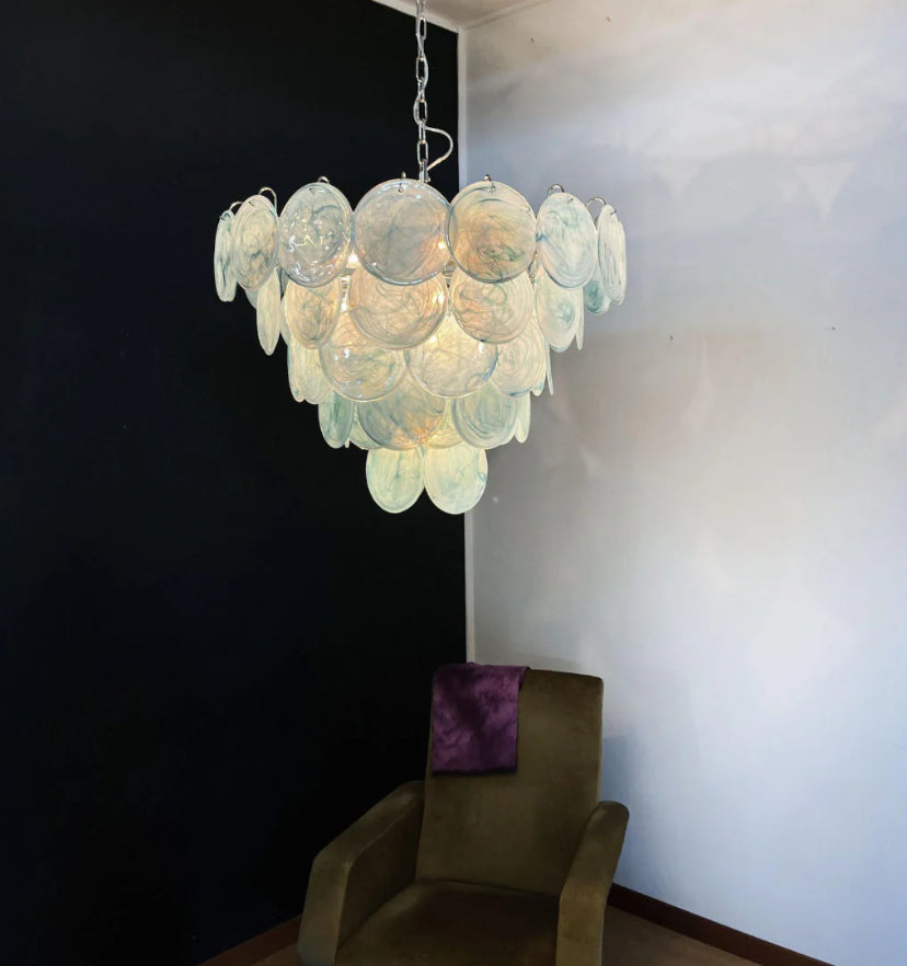 Blue Murano Disc Chandelier - Auraolight
