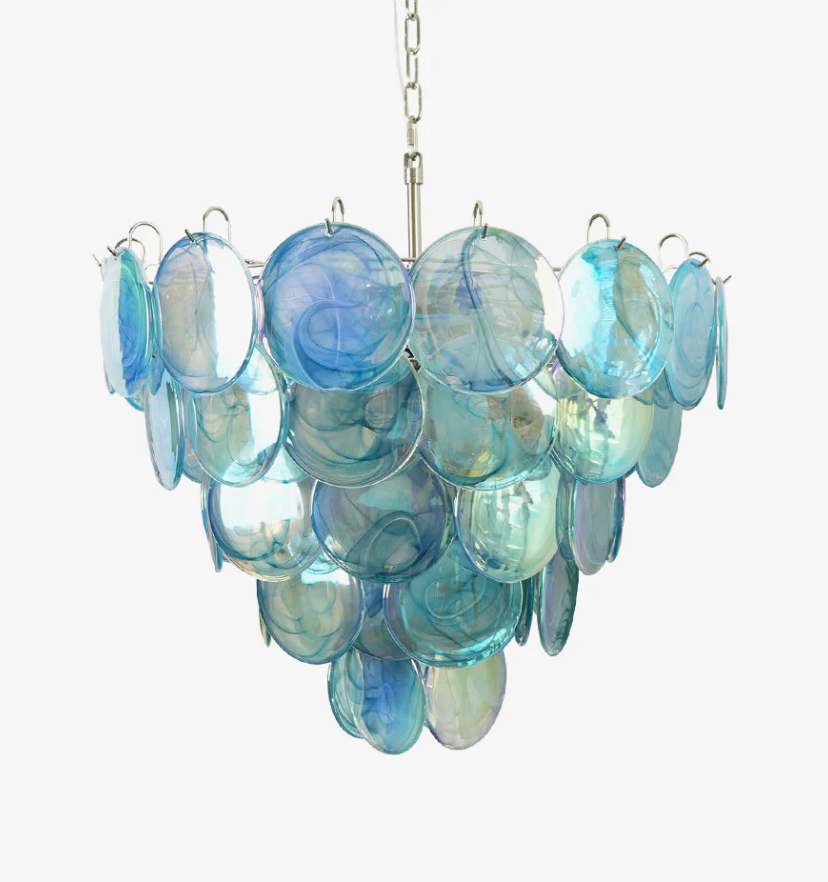 Blue Murano Disc Chandelier - Auraolight