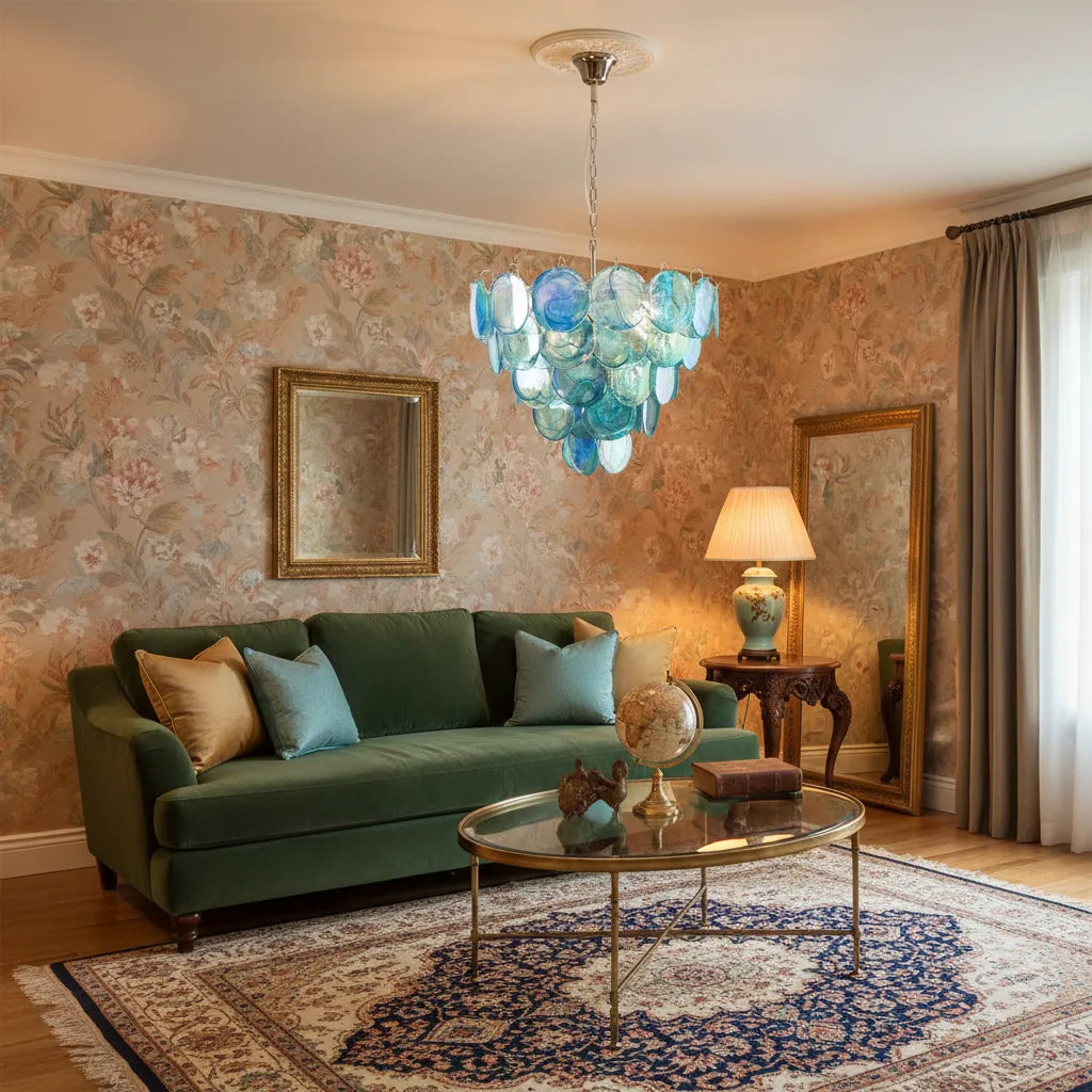 Blue Murano Disc Chandelier