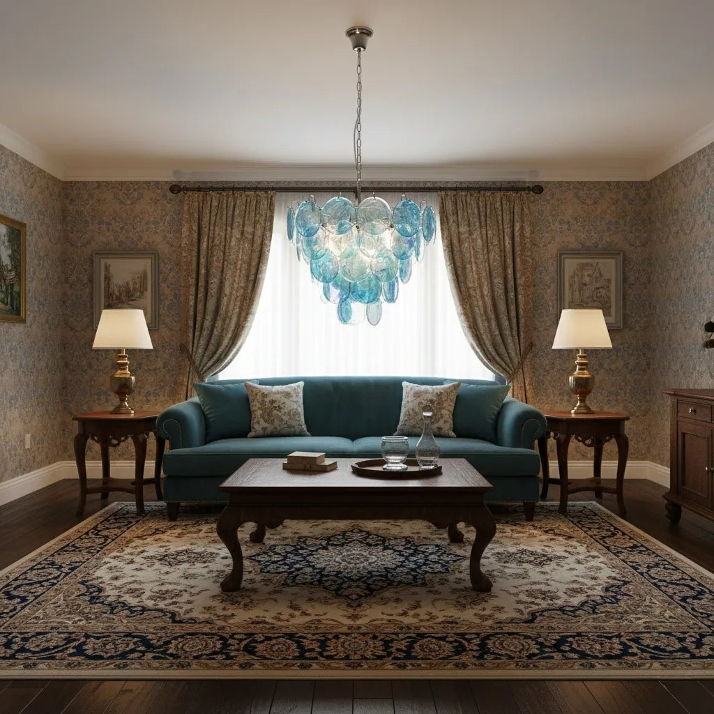 Blue Murano Disc Chandelier