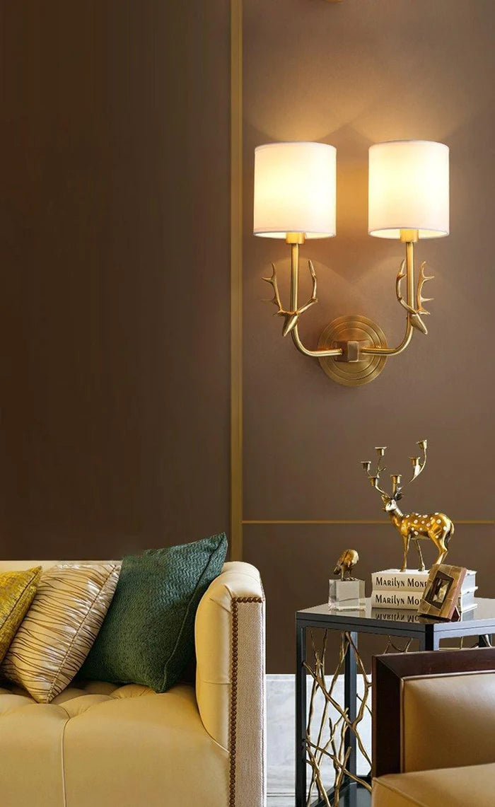 Brass Deer Head Wall Light - Yiarolight