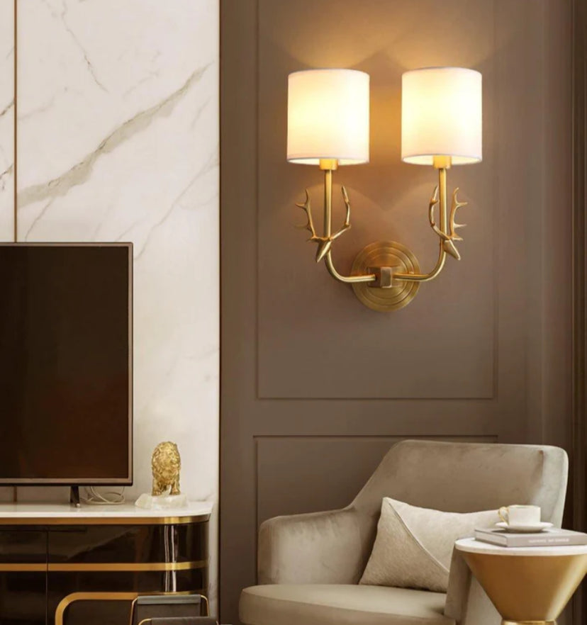 Brass Deer Head Wall Light - Yiarolight