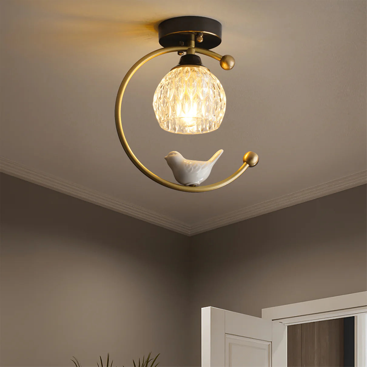 Ceramic Bird Ceiling Lamp - Yiarolight