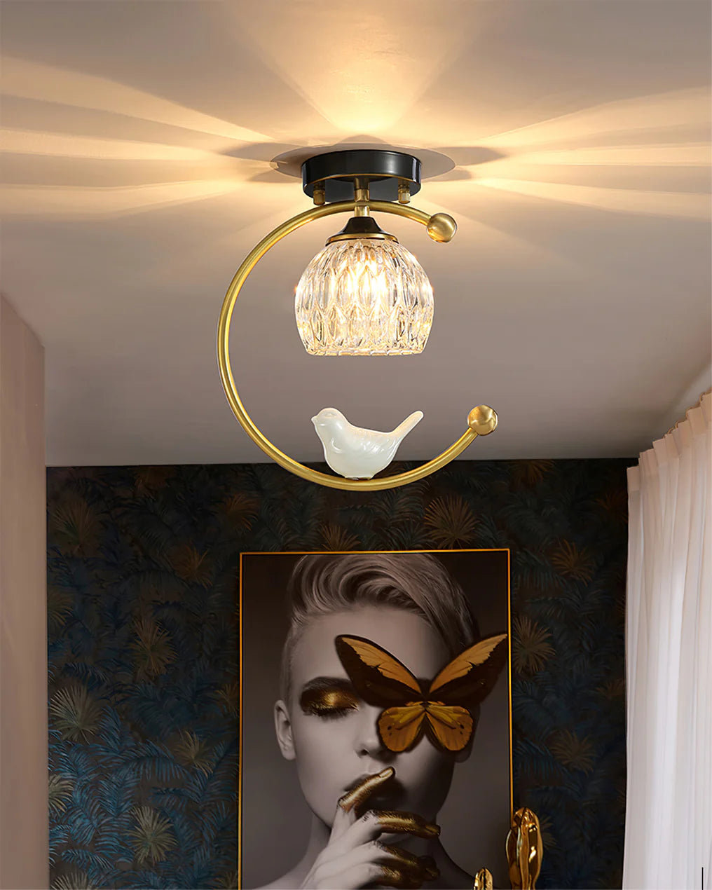Ceramic Bird Ceiling Lamp - Yiarolight