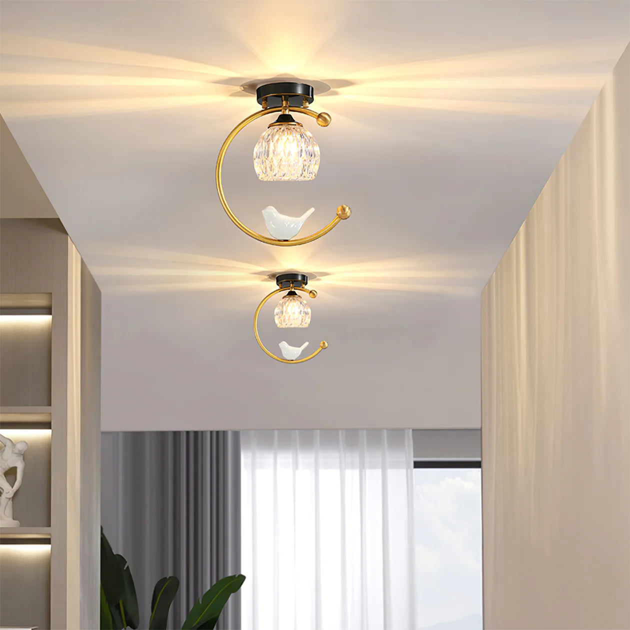 Ceramic Bird Ceiling Lamp - Yiarolight