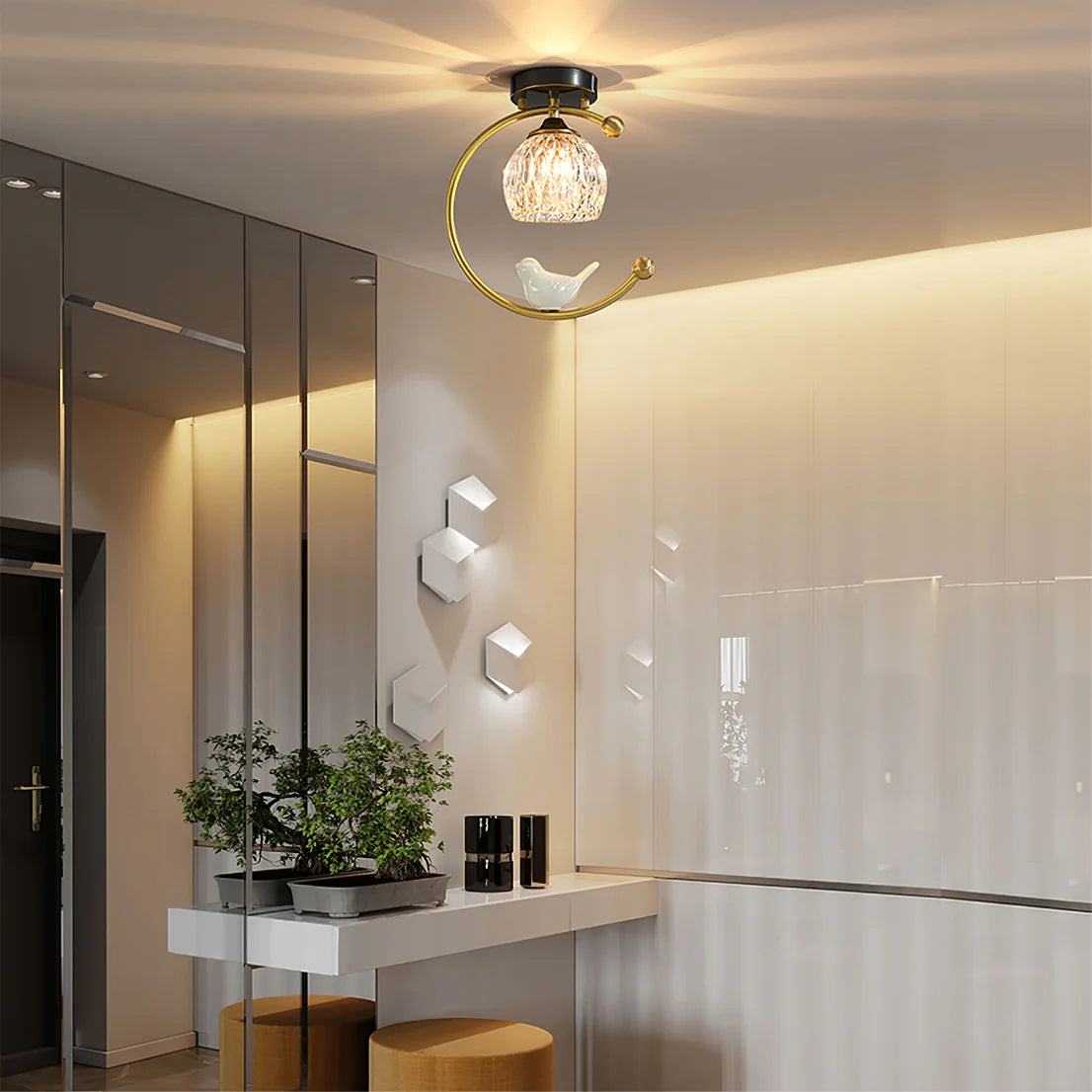 Ceramic Bird Ceiling Lamp - Yiarolight