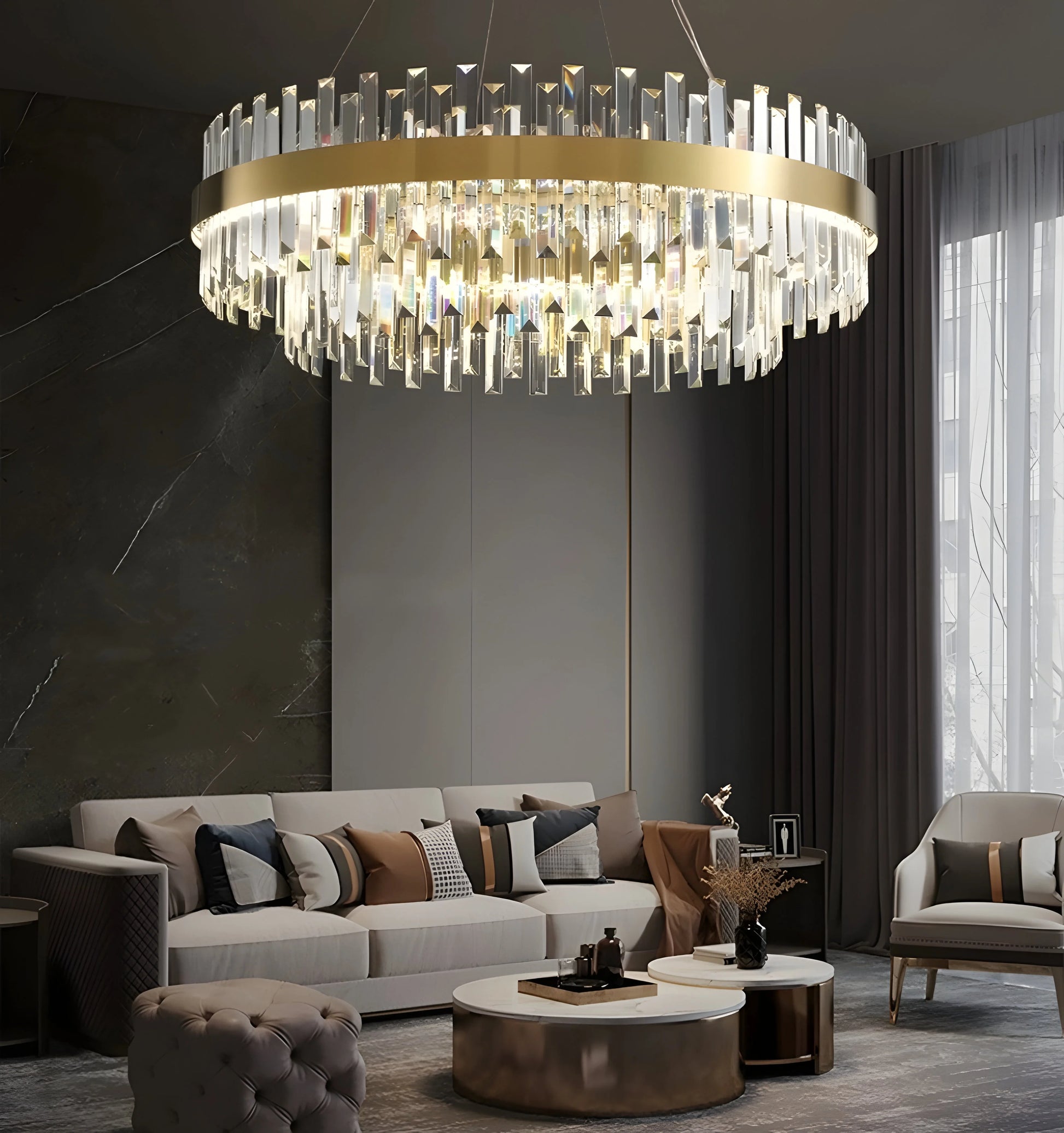 Dual Crystal Chandelier - Auraolight