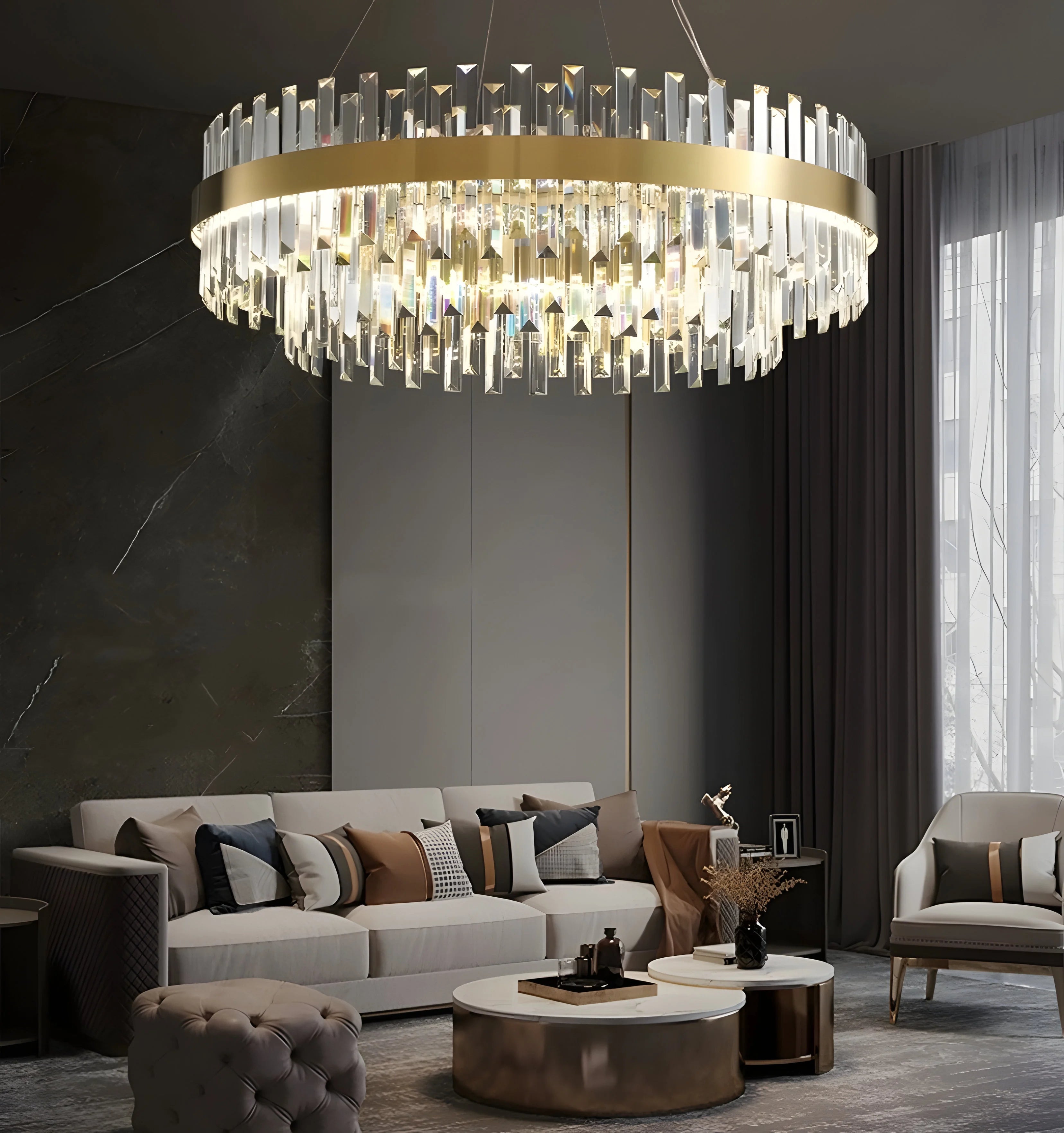 Dual Crystal Chandelier - Auraolight