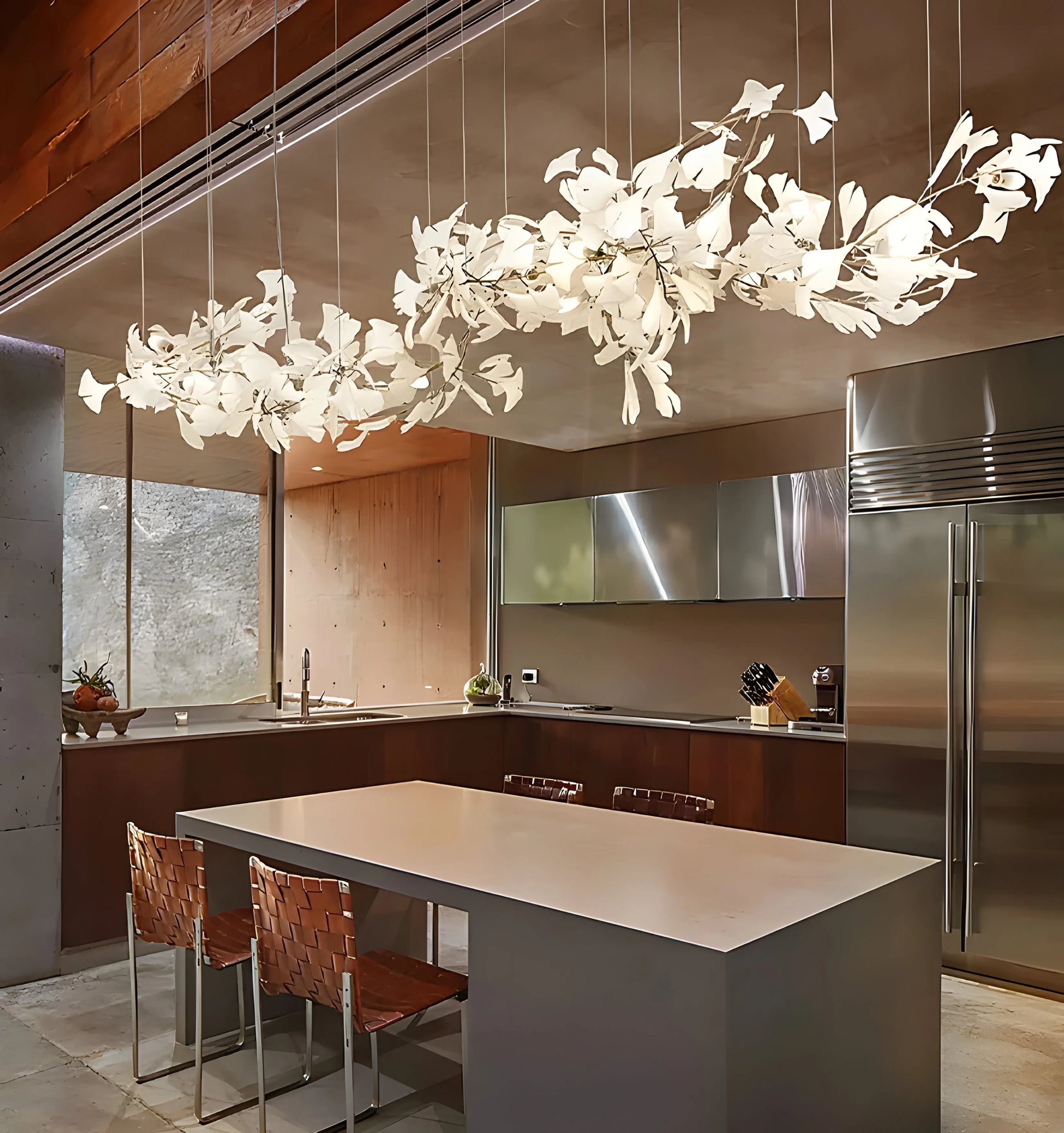 Gingko Chandelier - Gold White Leaves Combination - Yiarolight