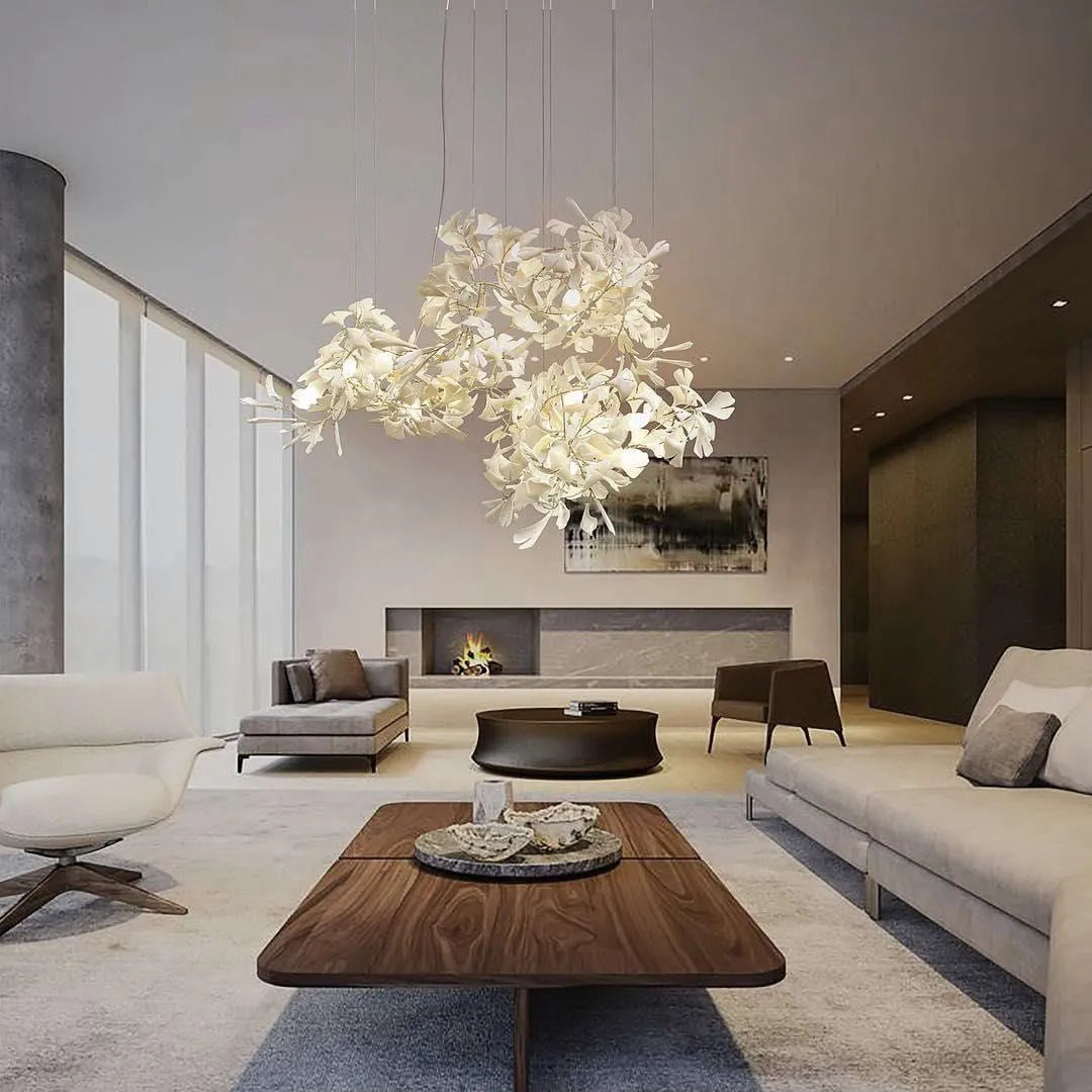 Gingko Chandelier - Gold White Leaves Combination - Yiarolight