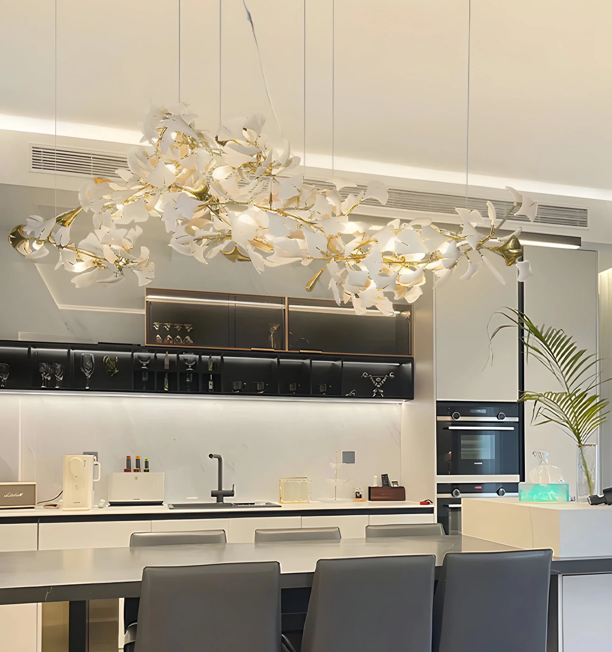 Gingko Chandelier - Gold White Leaves Combination - Yiarolight