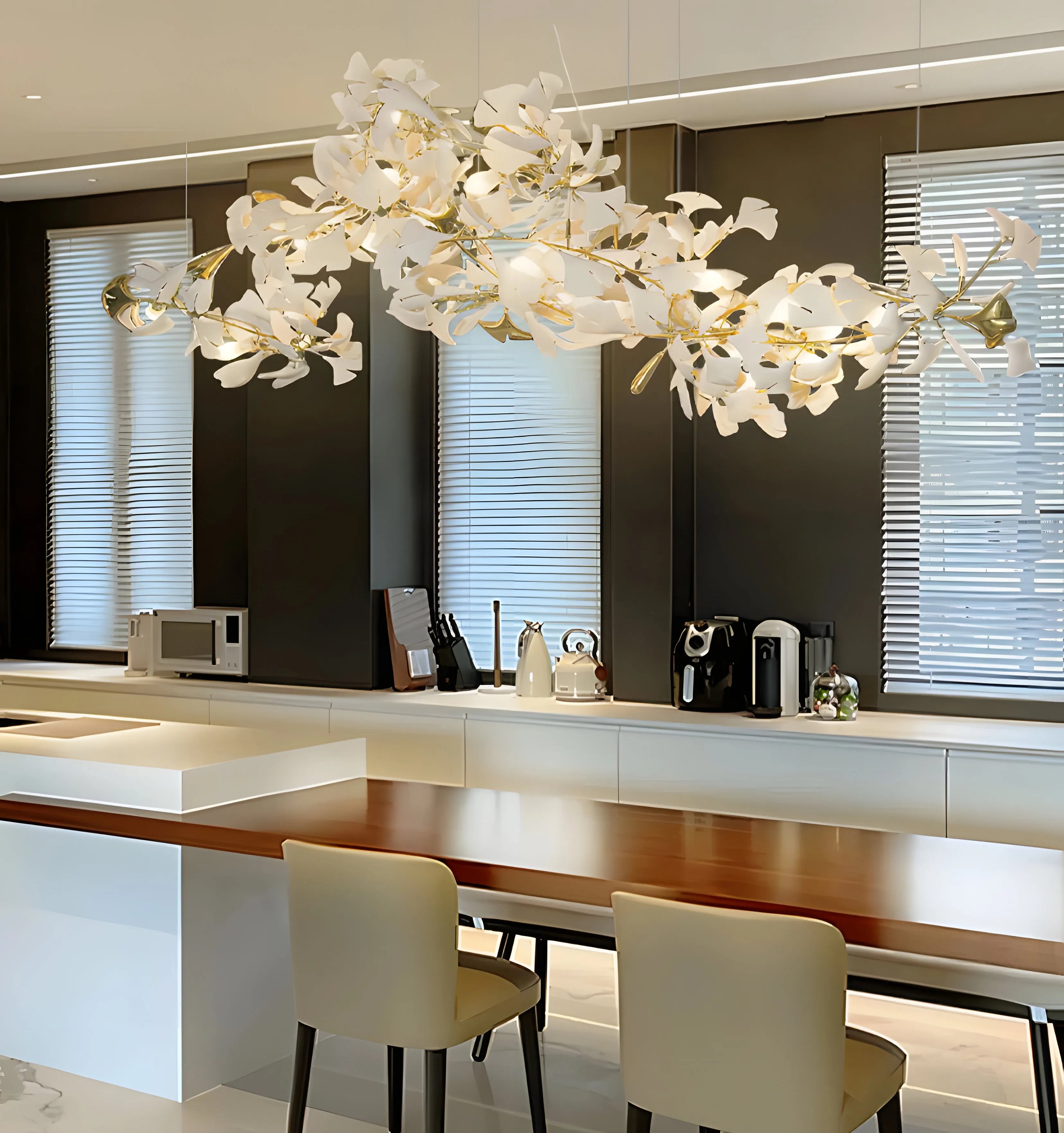 Gingko Chandelier - Gold White Leaves Combination - Yiarolight