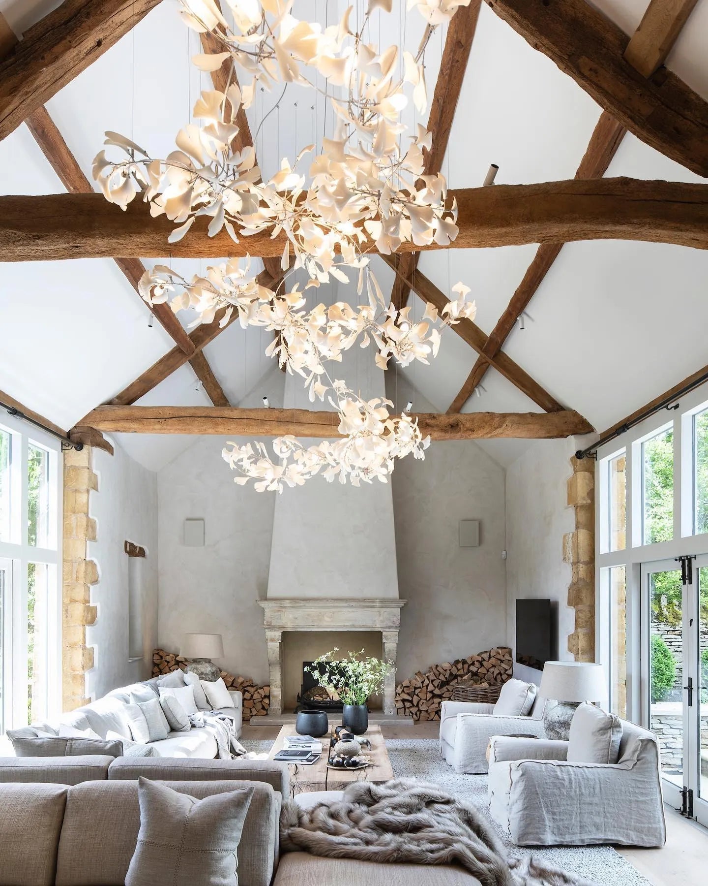 Gingko Chandelier - Gold White Leaves Combination - Yiarolight