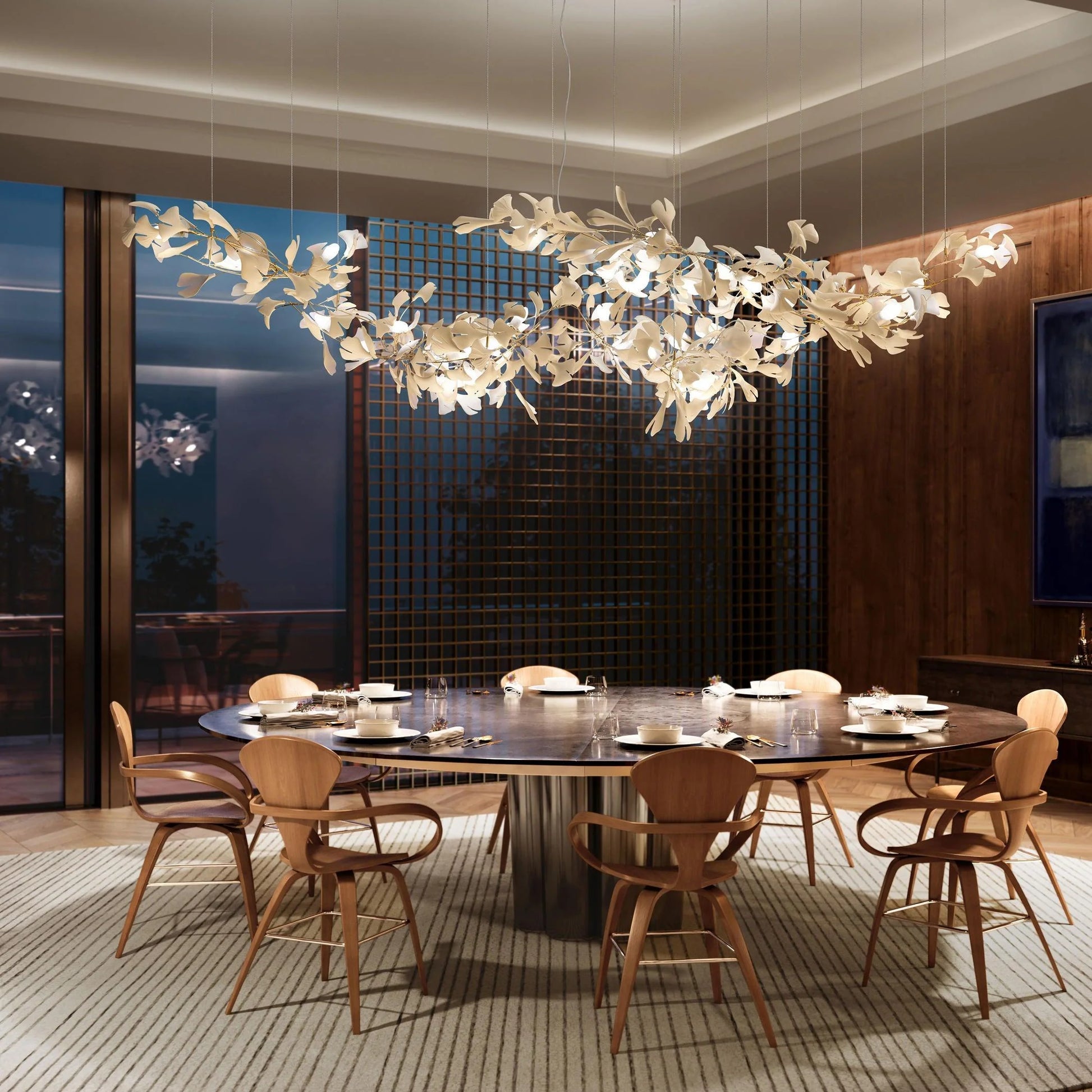 Gingko Chandelier - Gold White Leaves Combination - Yiarolight