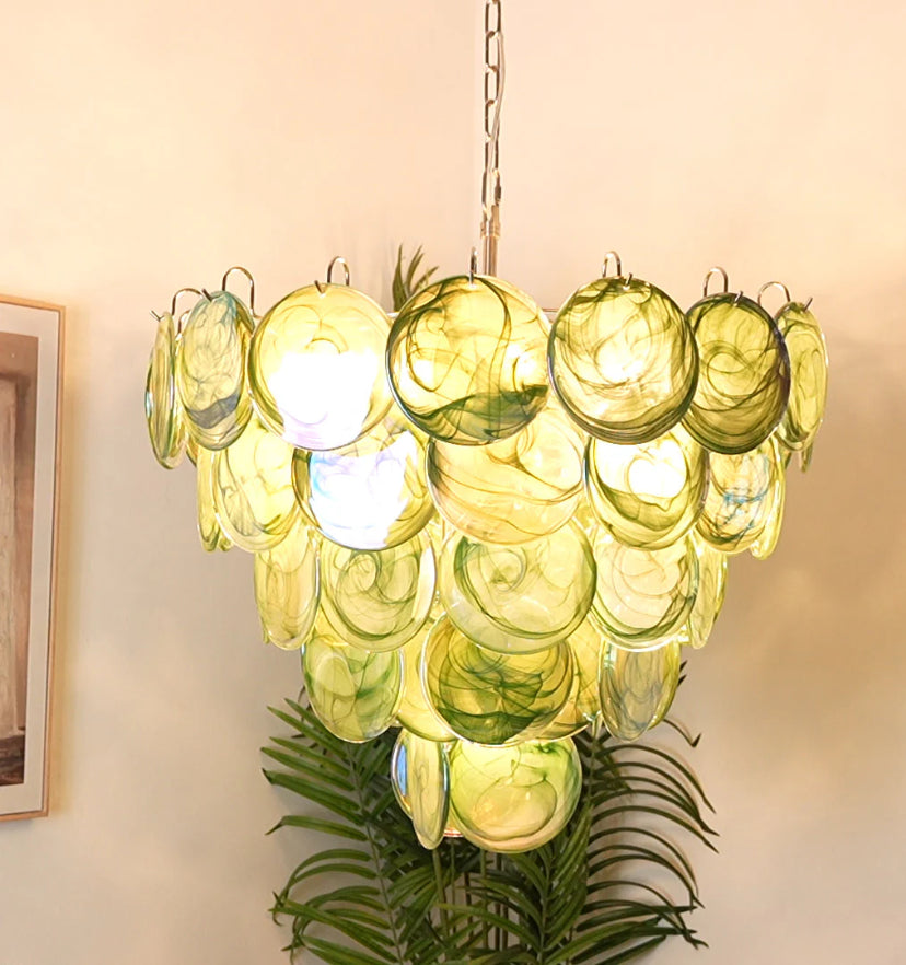 Green Murano Disc Chandelier - Yiarolight