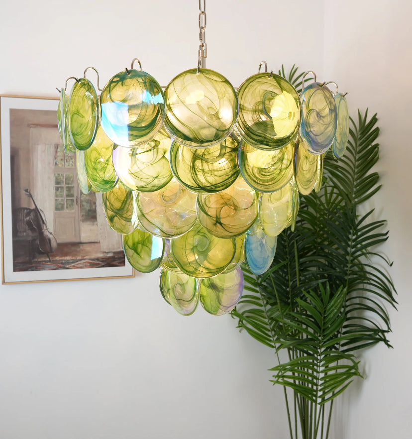 Green Murano Disc Chandelier - Yiarolight