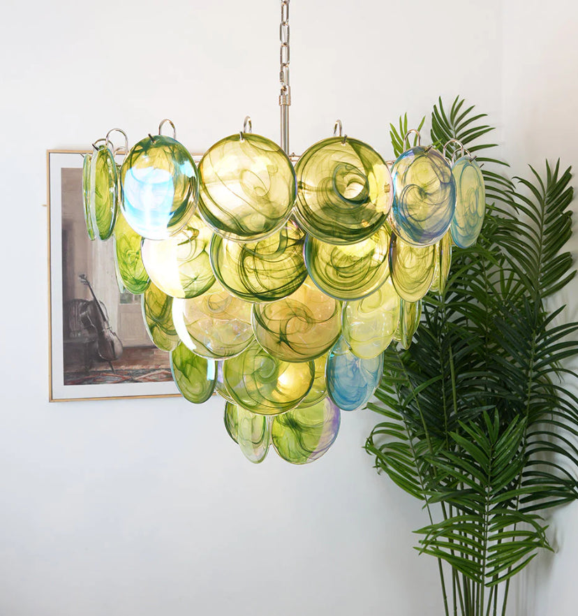 Green Murano Disc Chandelier - Yiarolight