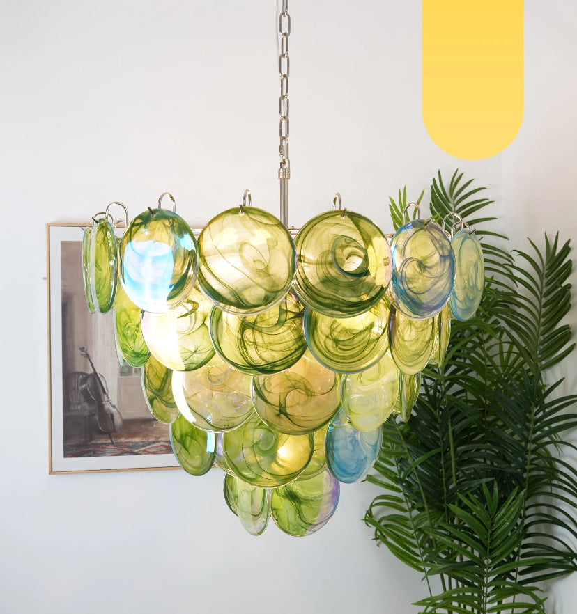 Green Murano Disc Chandelier - Yiarolight