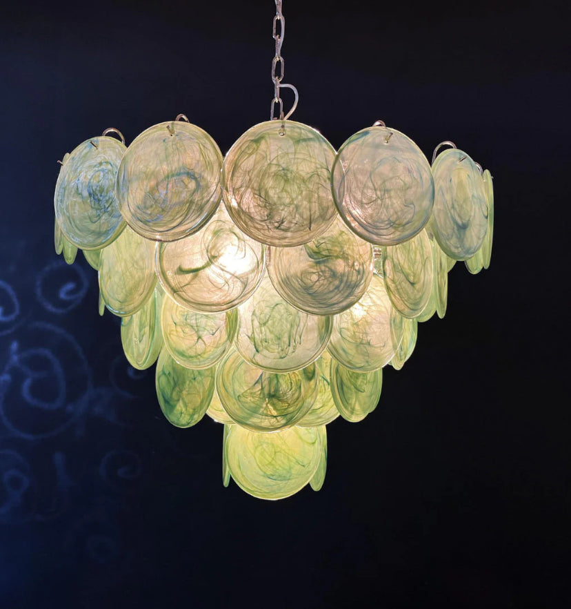 Green Murano Disc Chandelier - Yiarolight