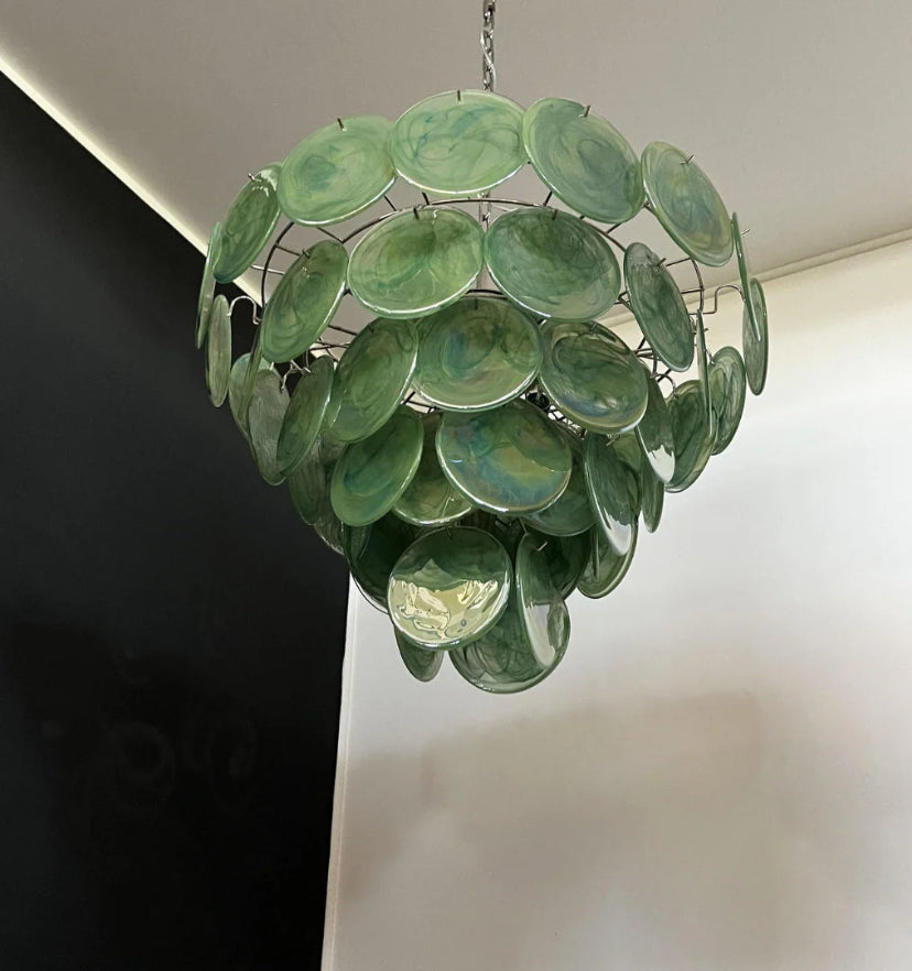 Green Murano Disc Chandelier - Yiarolight