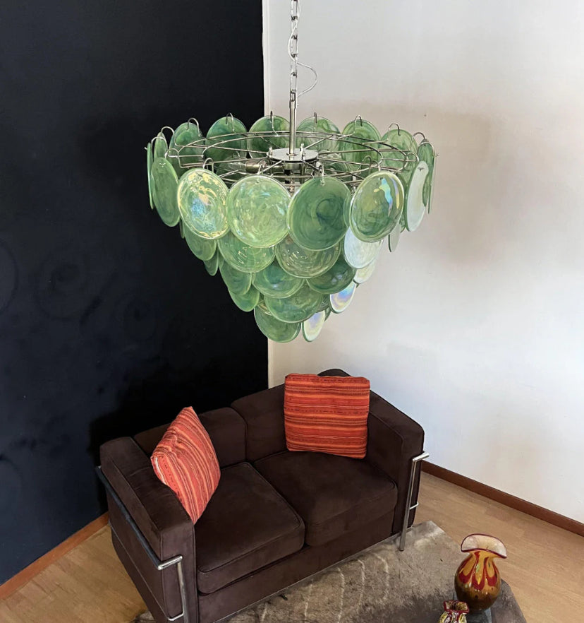 Green Murano Disc Chandelier - Yiarolight