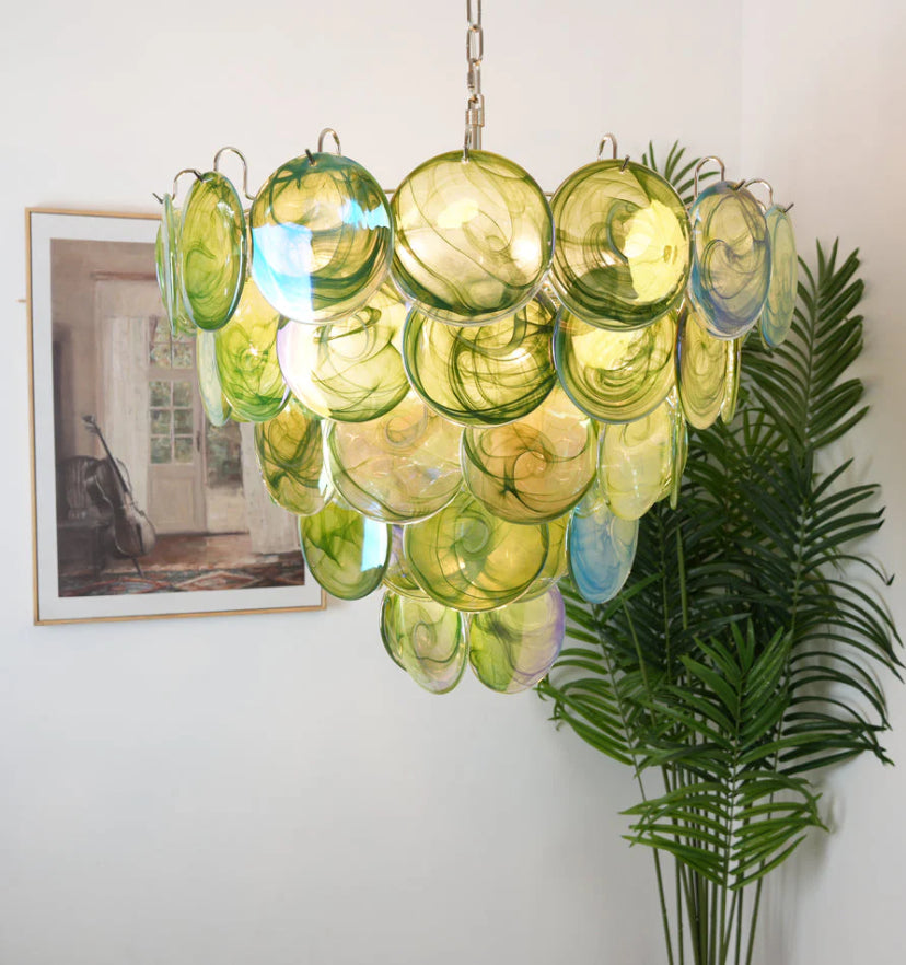 Green Murano Disc Chandelier - Yiarolight