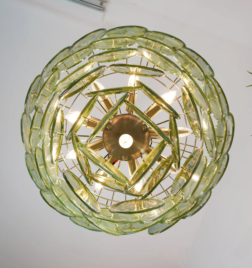 Green Murano Disc Chandelier - Yiarolight