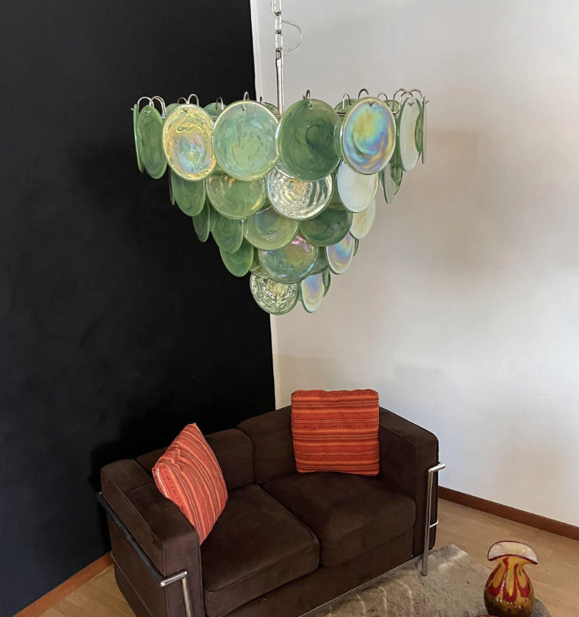 Green Murano Disc Chandelier - Yiarolight