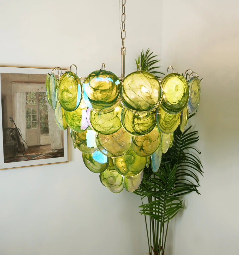 Green Murano Disc Chandelier - Yiarolight