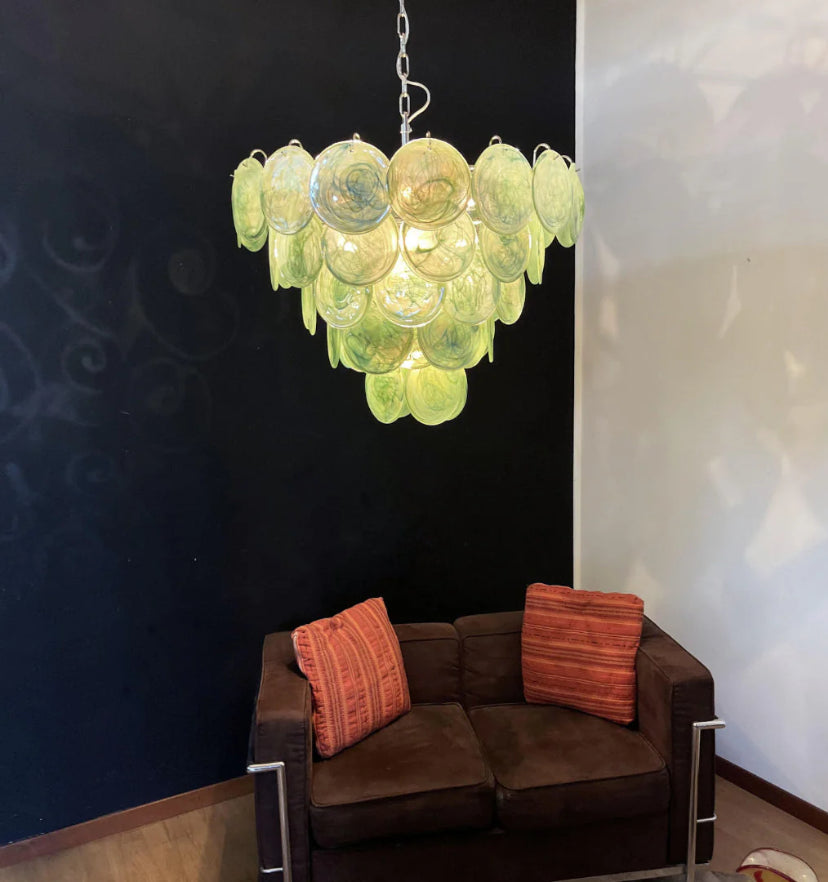 Green Murano Disc Chandelier - Yiarolight