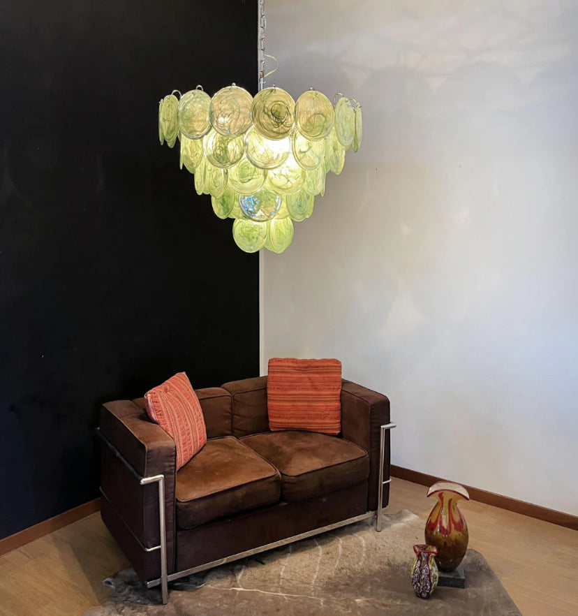Green Murano Disc Chandelier - Yiarolight