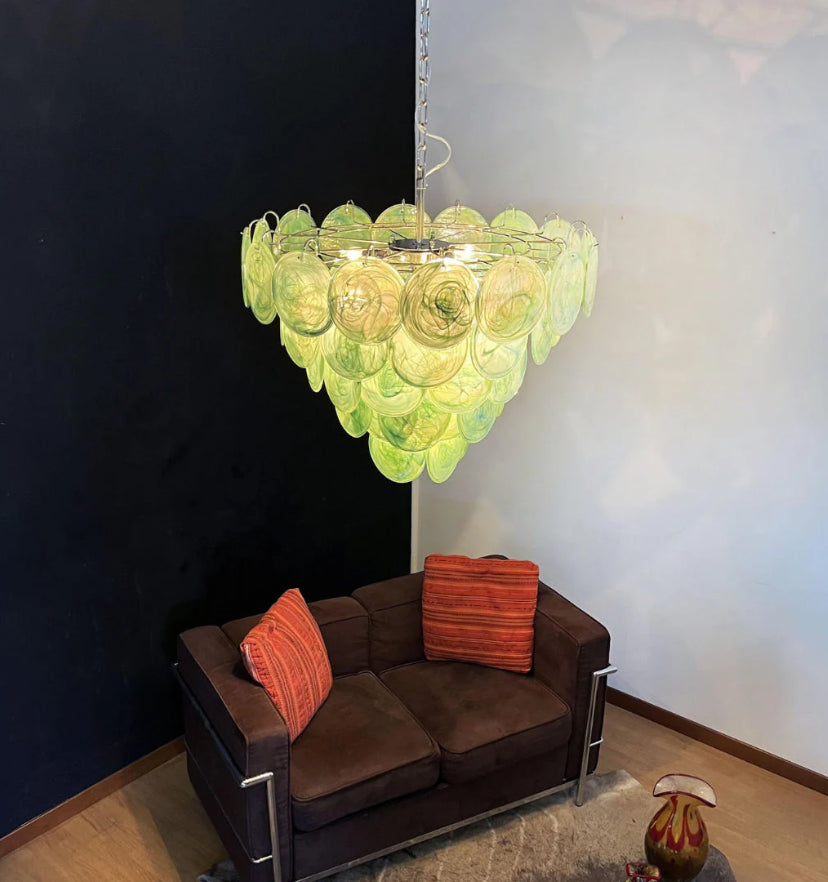 Green Murano Disc Chandelier - Yiarolight
