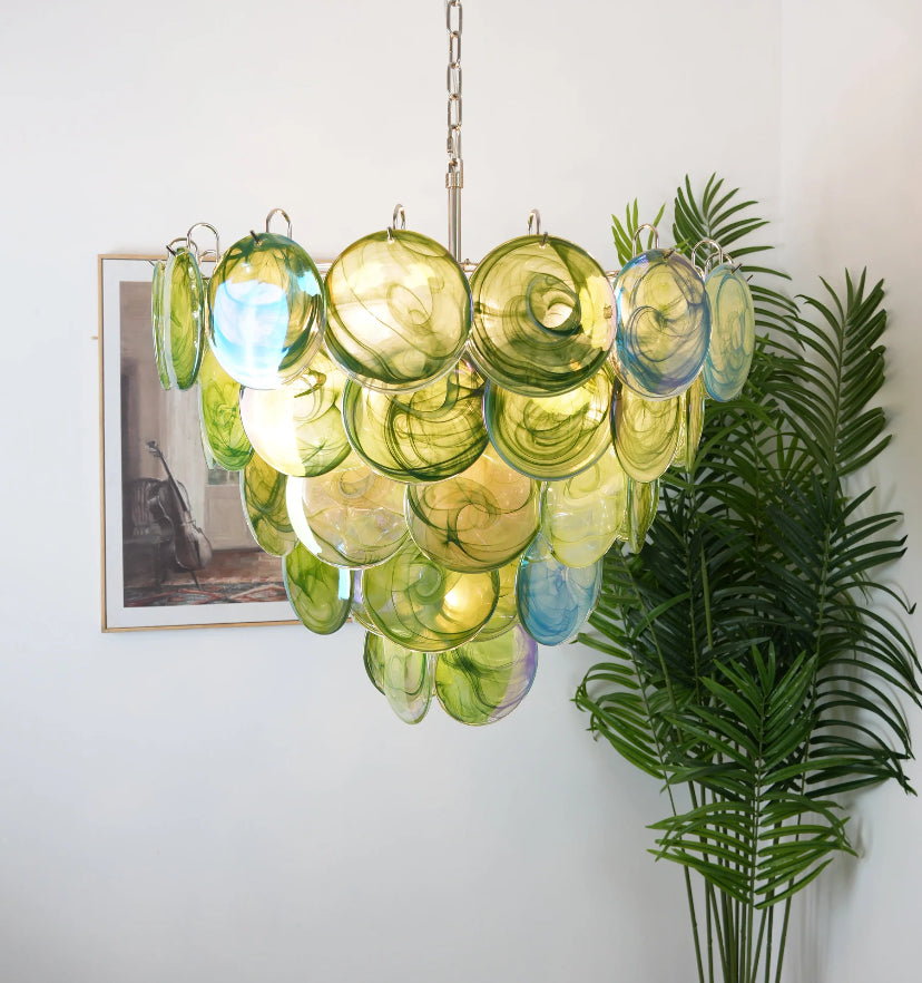 Green Murano Disc Chandelier - Yiarolight