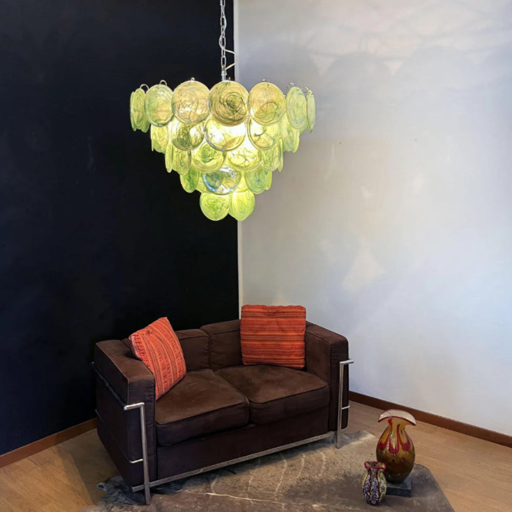 Green Murano Disc Chandelier - Yiarolight