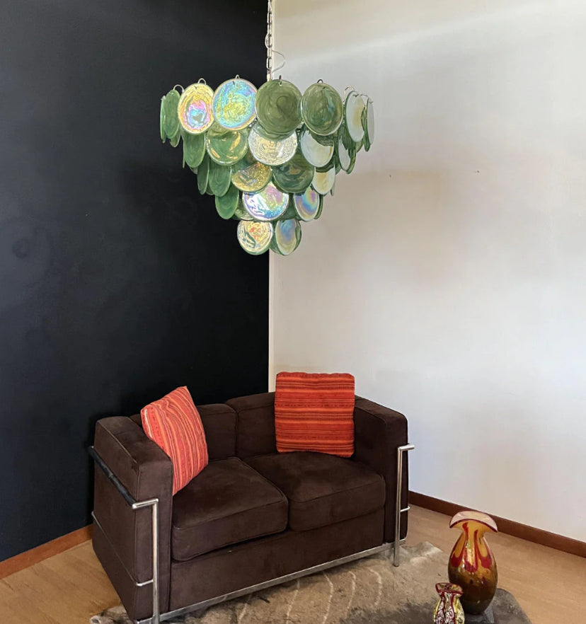 Green Murano Disc Chandelier - Yiarolight