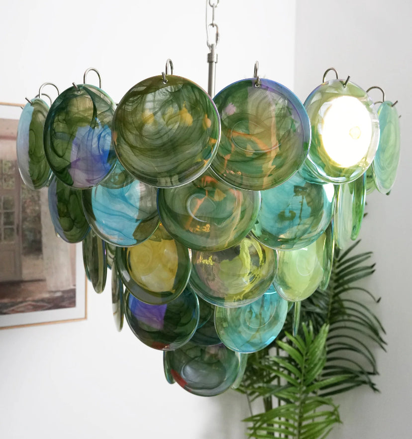 Green Murano Disc Chandelier - Yiarolight