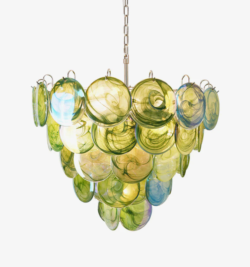 Green Murano Disc Chandelier - Yiarolight