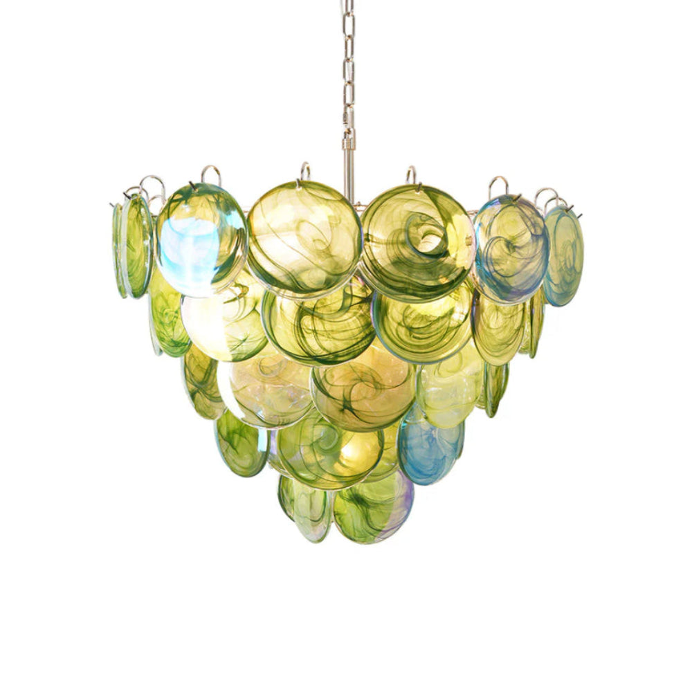 Green Murano Disc Chandelier - Yiarolight