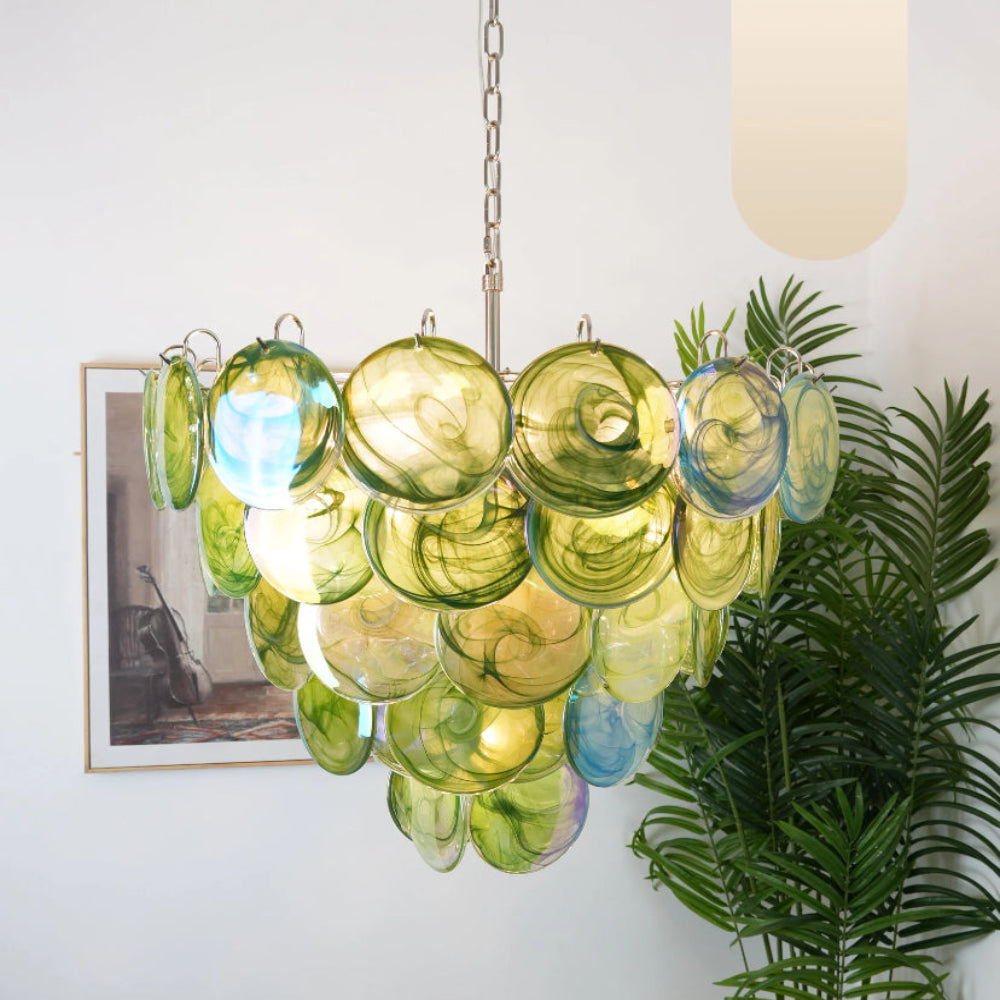 Green Murano Disc Chandelier - Yiarolight