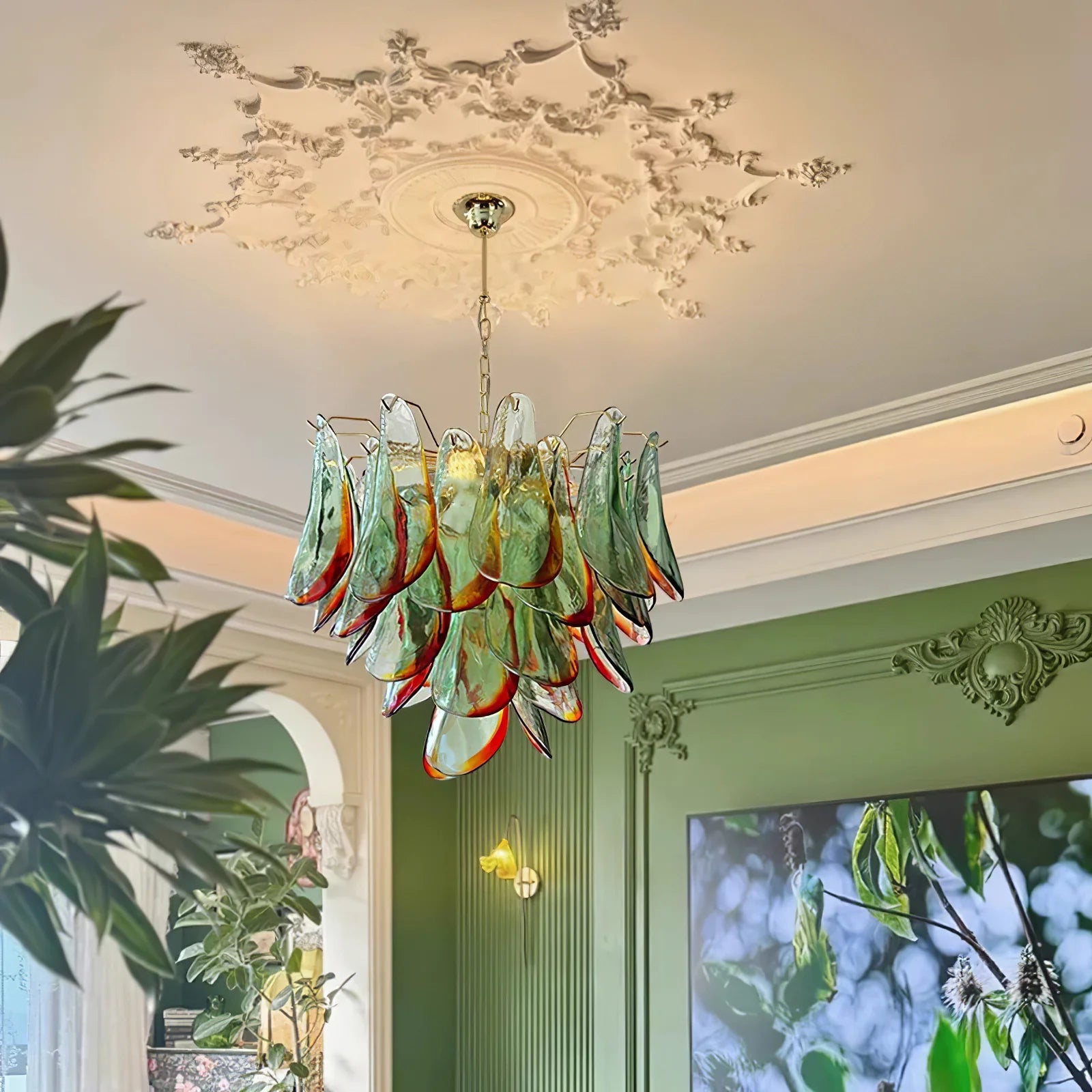 Emerald Flame Murano Glass Chandelier - Auraolight