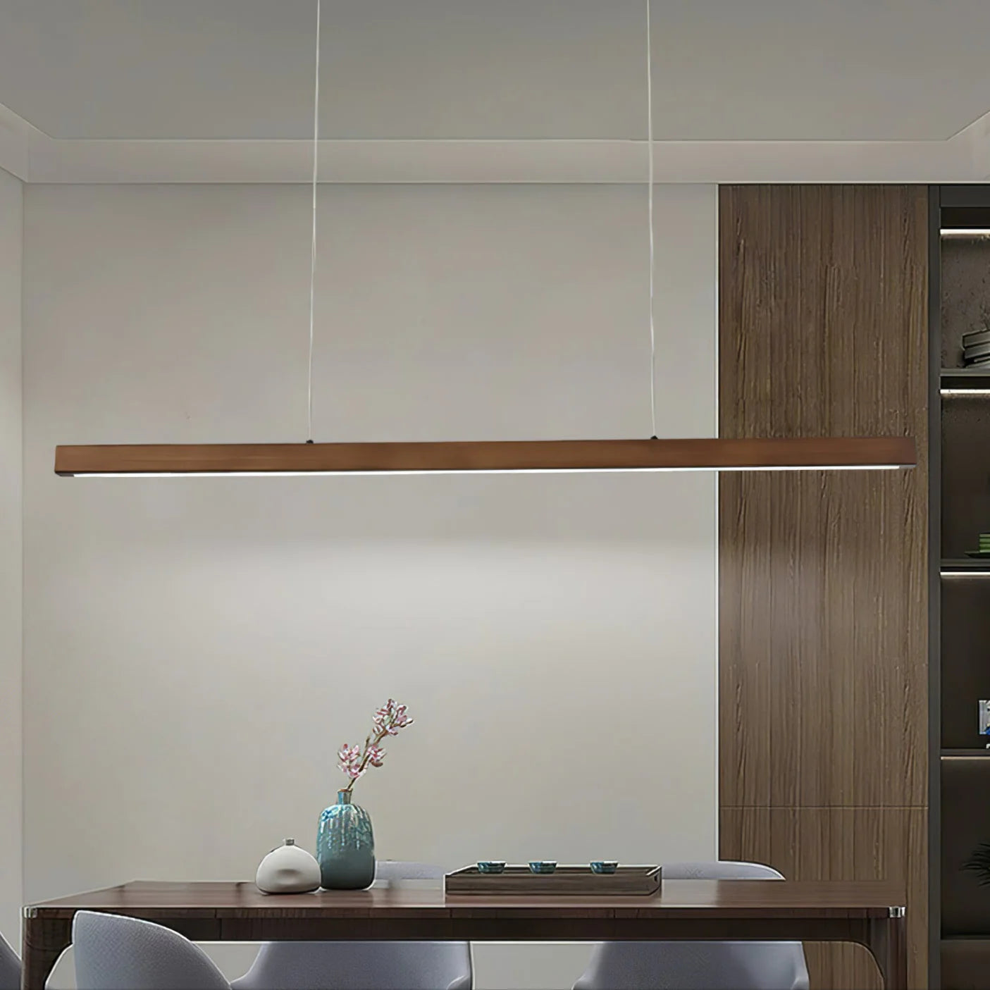 Linear Wooden Pendant Light