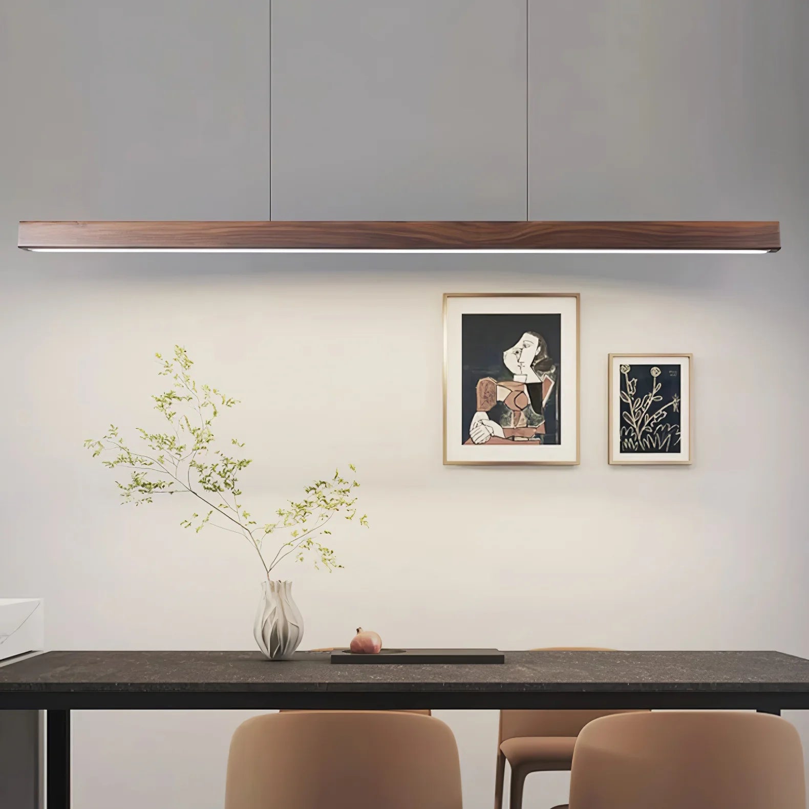 Linear Wooden Pendant Light