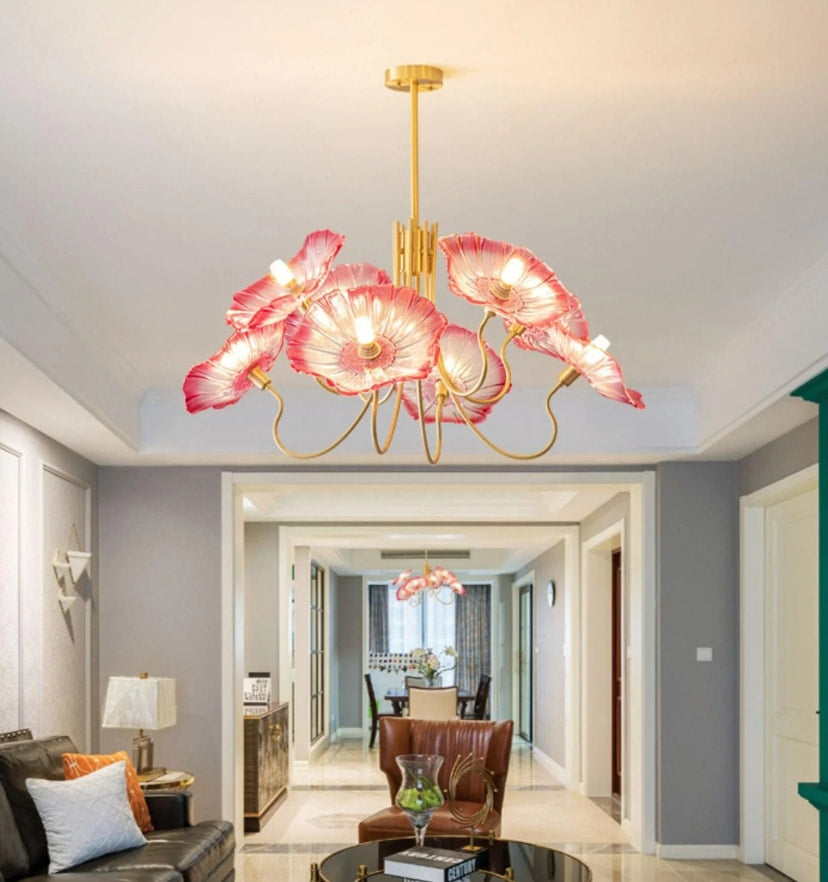 Lotus Leaf Glass Chandelier - Yiarolight